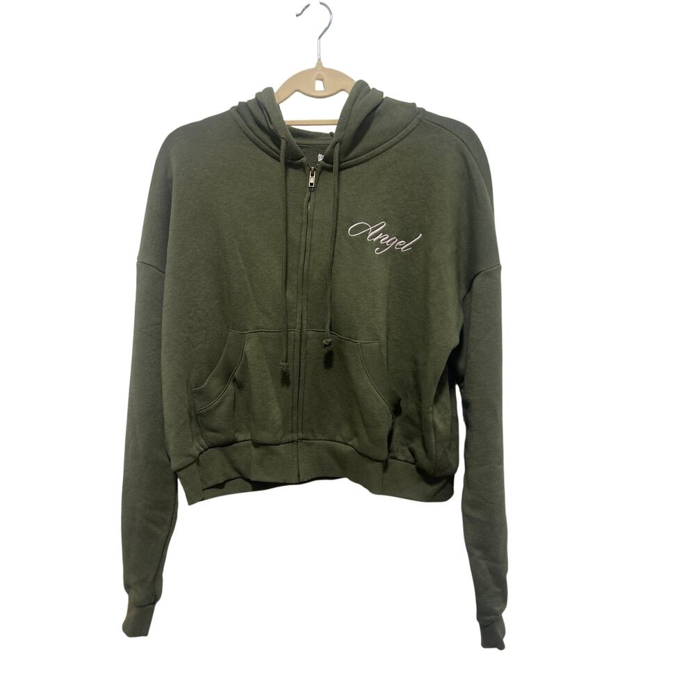 Grayson Threads Hunter Green Zip-up Soft "Angel" Star Hoodie Sweater XL NWT